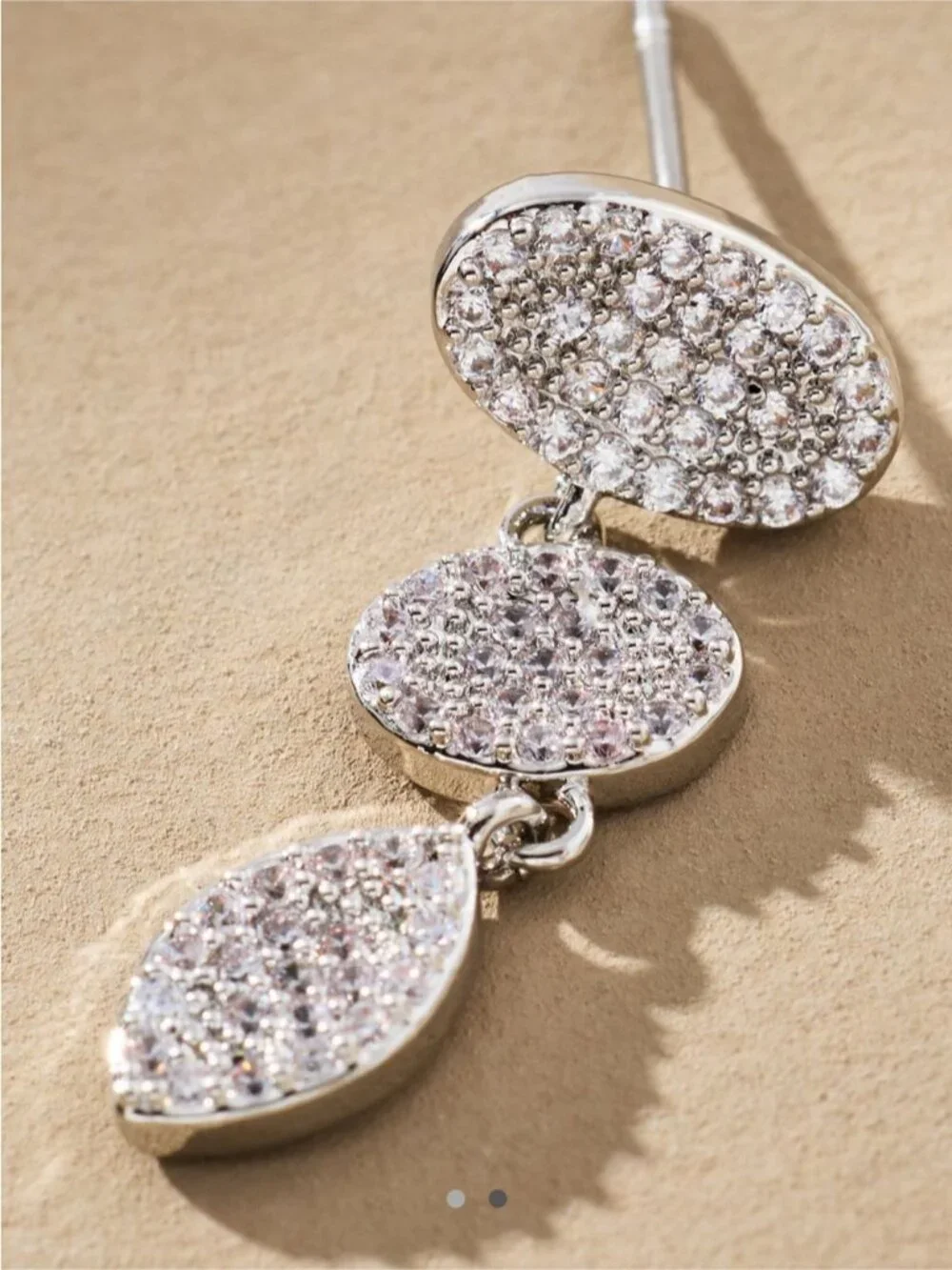 New! Anthropologie 14K Gold Plated Silver Crystal CZ Drop Earrings NWOT